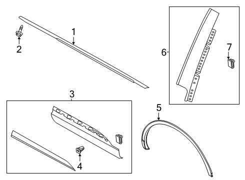 2022 Lincoln Aviator Exterior Trim - Rear Door Diagram