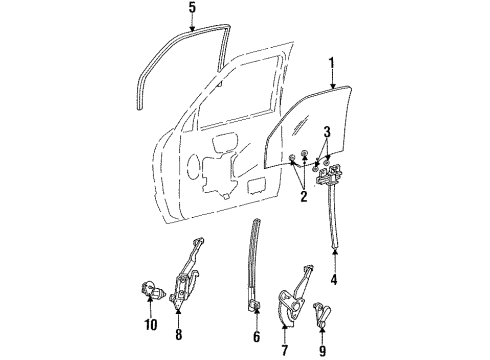 1995 Ford Ranger Glass - Door Diagram