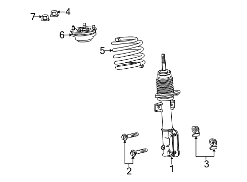 2010 Ford Mustang Struts & Components - Front Diagram