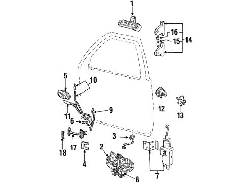 1997 Ford Taurus Hinge Assembly Diagram for YF1Z-5422800-BA