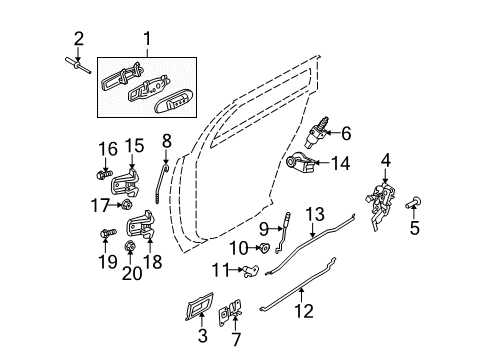 2004 Ford Crown Victoria Handle Assy - Door - Outer Diagram for 6W3Z-5426604-APTM