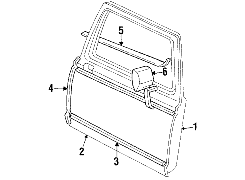 1995 Ford F-350 Front Door & Rear View Mirrors, Trim Diagram