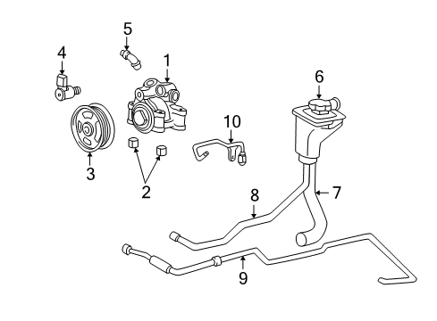 2002 Ford Thunderbird P/S Pump & Hoses, Steering Gear & Linkage Diagram