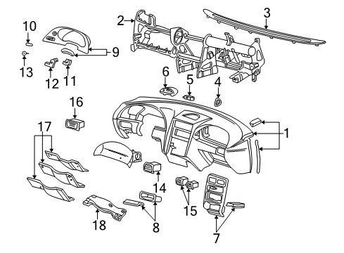 2001 Ford Mustang Panel - Instrument Diagram for 3R3Z-63044D70-AAB