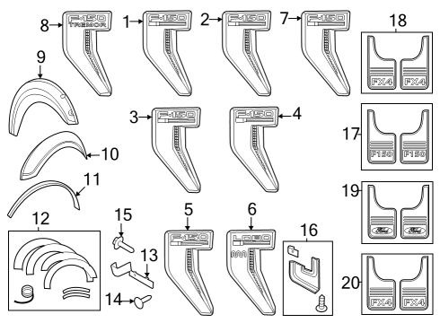 2021 Ford F-150 Exterior Trim - Fender Diagram