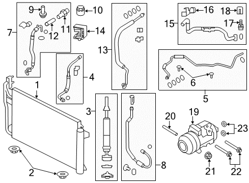 2007 Ford Edge A/C Condenser, Compressor & Lines Diagram