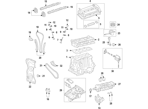 2023 Lincoln Corsair Engine Parts, Mounts, Cylinder Head & Valves, Camshaft & Timing, Variable Valve Timing, Oil Cooler, Oil Pan, Oil Pump, Balance Shafts, Crankshaft & Bearings, Pistons, Rings & Bearings Diagram