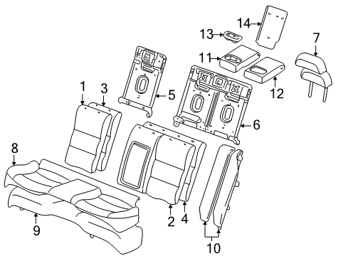 2000 Lincoln LS Pad Rear Seat Cushion Diagram for 1W4Z54600A88AA