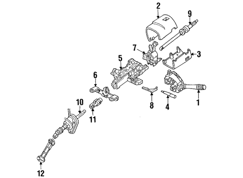 1991 Lincoln Mark VII Steering Column Housing & Components, Shaft & Internal Components, Shroud, Switches & Levers Diagram