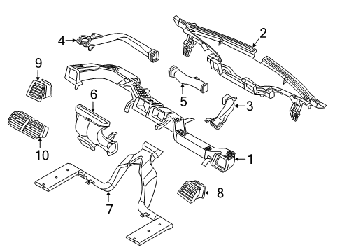 2016 Ford Explorer Vent Air Louvre Assembly Diagram for JB5Z-19893-BB