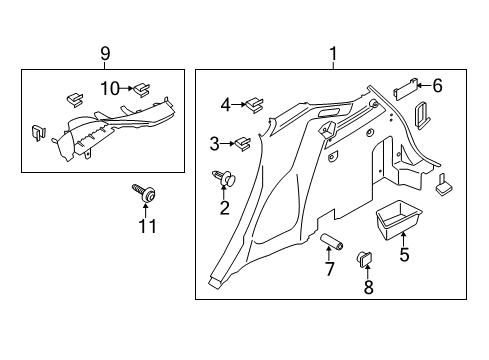 2017 Lincoln MKC Trim - Load Compartment Diagram for EJ7Z-7831013-AJ