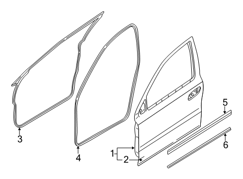 2007 Ford Freestyle Door Assembly - Front Diagram for 5F9Z-7420125-BC