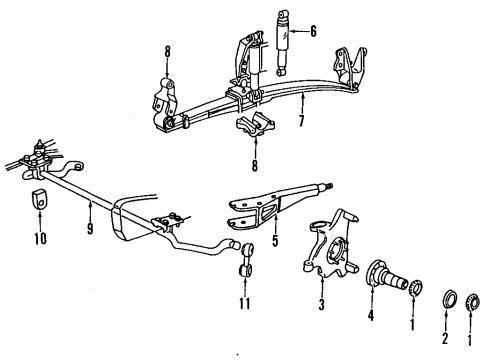 1986 Ford F-350 Front Suspension Components, King Pin, Stabilizer Bar Diagram