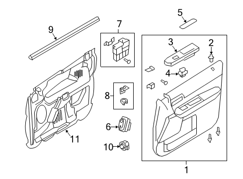 2010 Ford Escape Panel Assembly - Door Trim Diagram for 9L8Z-7823942-EA