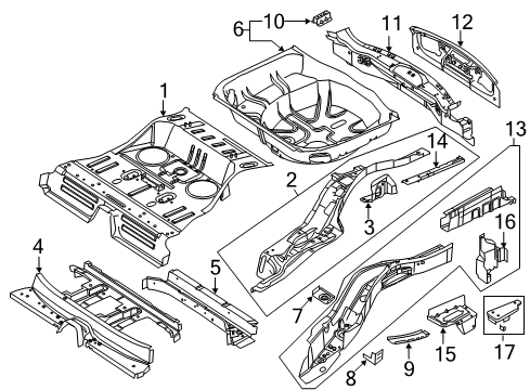 2014 Ford Explorer Rear Floor & Rails Diagram