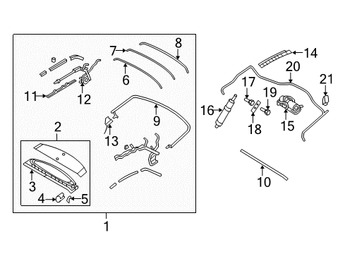 2008 Ford Mustang Frame & Components - Convertible Top Diagram