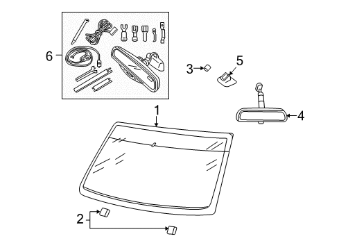 2007 Ford Explorer Sport Trac Windshield Glass Diagram for 6L2Z-7803100-AA