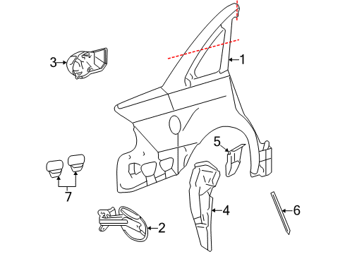 2005 Mercury Montego Quarter Panel & Components Diagram