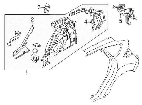 2014 Ford Focus Panel Assembly - "D" Pillar - Inner Diagram for CP9Z-5841039-A