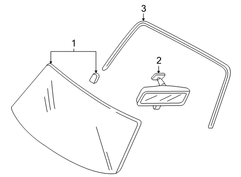 2006 Mercury Mariner Windshield Glass, Reveal Moldings Diagram 2 - Thumbnail