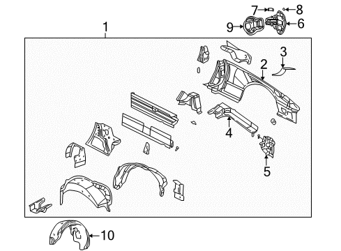 2004 Ford Thunderbird Panel - Body Side - Rear Diagram for 1W6Z-7627840-BA