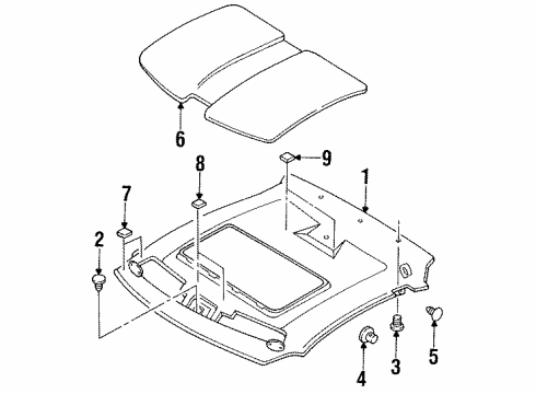 1997 Ford Probe Sunvisor Assembly Diagram for F72Z6104104J