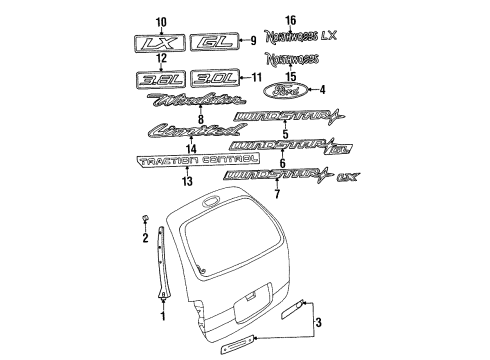 1998 Ford Windstar Moulding Assembly - Rear Diagram for XF2Z-16410A06-AAA