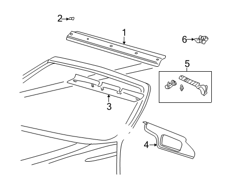 2005 Ford Thunderbird Sun Visor Assembly Diagram for 5W6Z-7604104-AAA