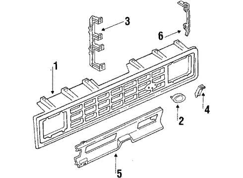 1987 Ford Ranger Grille & Components Diagram