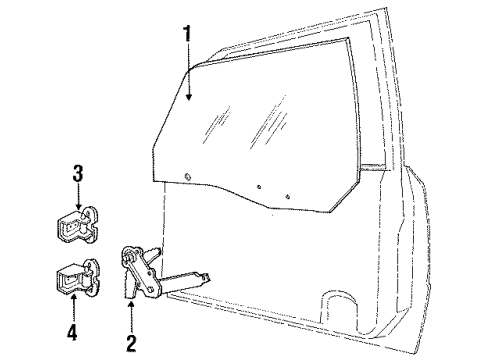 1990 Ford Escort Front Door Glass & Hardware Diagram