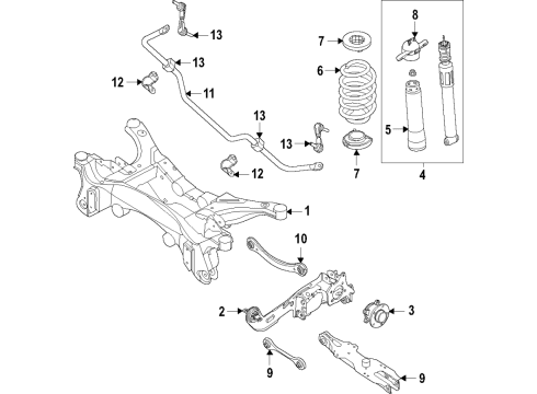 2023 Ford Bronco Sport Rear Suspension, Lower Control Arm, Upper Control Arm, Stabilizer Bar, Suspension Components Diagram