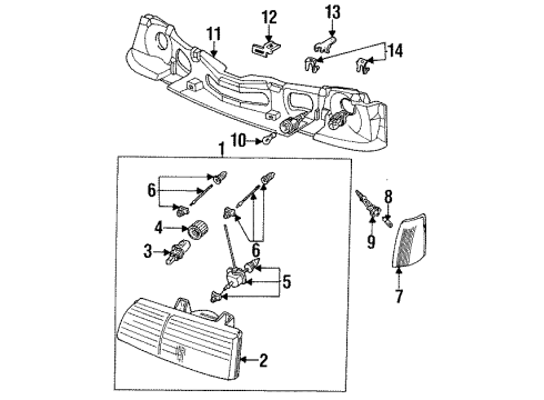 1991 Ford Taurus Bulb Assembly Diagram for E9DZ13007A