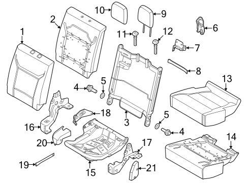 2023 Ford F-250 Super Duty FRAME AND SPRING - RR SEAT CUS Diagram for KL3Z-1863160-B