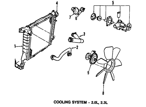 2001 Ford Ranger Cooling System, Radiator, Water Pump, Cooling Fan Diagram 7 - Thumbnail