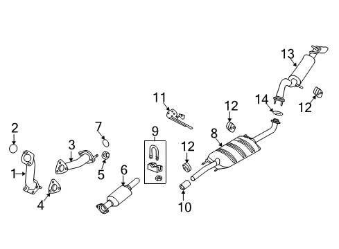 2009 Ford Escape Muffler Assembly - Front Diagram for 9L8Z-5230-H