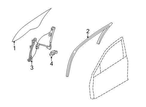 2009 Ford Fusion Front Door - Glass & Hardware Diagram