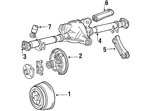 1987 Lincoln Town Car Rear Suspension, Axle Housing, Control Arm Diagram 1 - Thumbnail