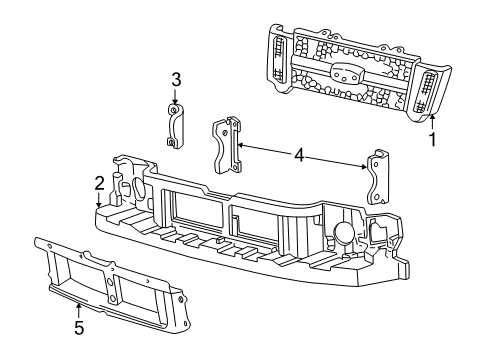 2002 Ford Explorer Sport Grille Diagram for 1L5Z-17B968-BA