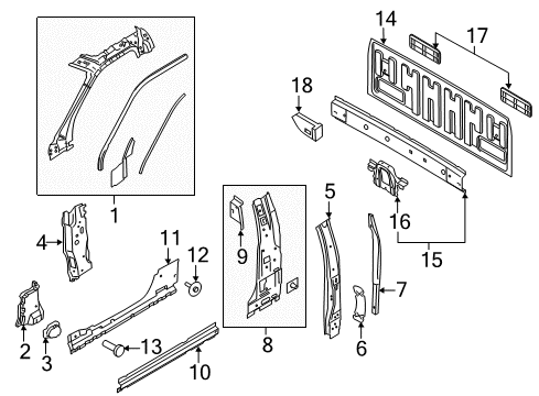 2017 Ford F-350 Super Duty Back Panel, Hinge Pillar Diagram 2 - Thumbnail