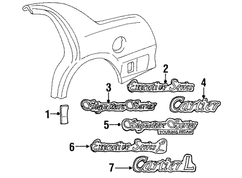 1999 Lincoln Town Car Exterior Trim - Quarter Panel Diagram