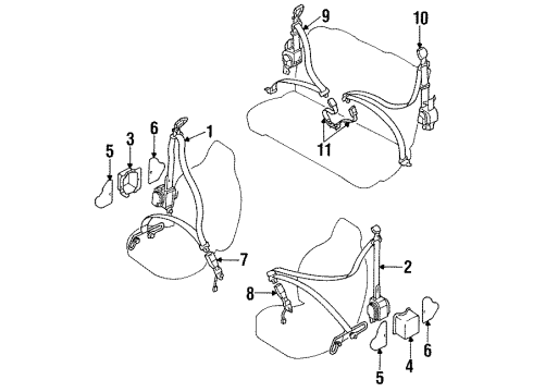 1996 Ford Probe Seat Belt Assembly Diagram for F72Z-6161203-AAB