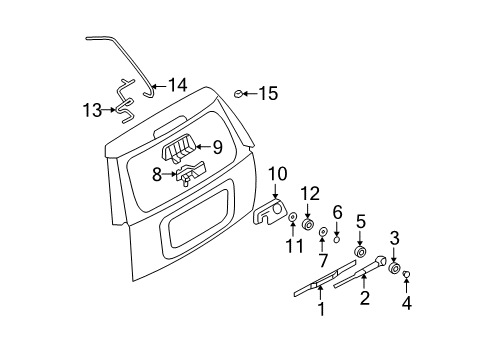 2008 Mercury Mountaineer Lift Gate - Wiper & Washer Components Diagram