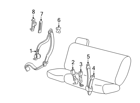 2003 Ford Excursion Rear Seat Belts Diagram 1 - Thumbnail