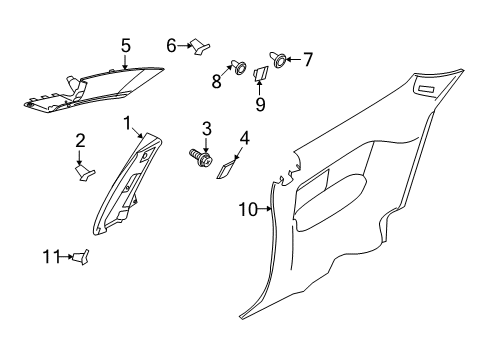 2011 Ford Focus Interior Trim - Quarter Panels Diagram 1 - Thumbnail