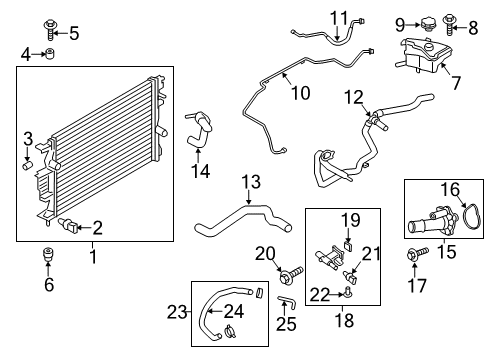 2016 Ford Fusion Radiator & Components Diagram