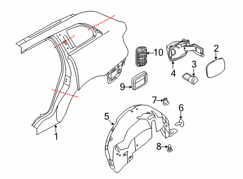 2010 Lincoln MKT Panel - Body Side - Rear Diagram for AE9Z-7427841-A