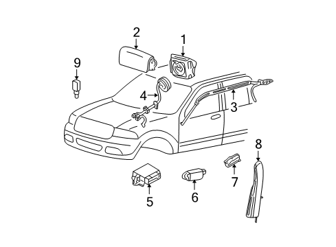 2007 Ford Five Hundred Air Bag Components Diagram