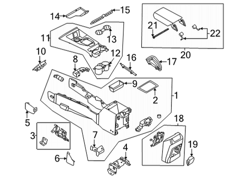 2021 Ford Bronco PANEL ASY - CONSOLE Diagram for M2DZ-78045A36-AB