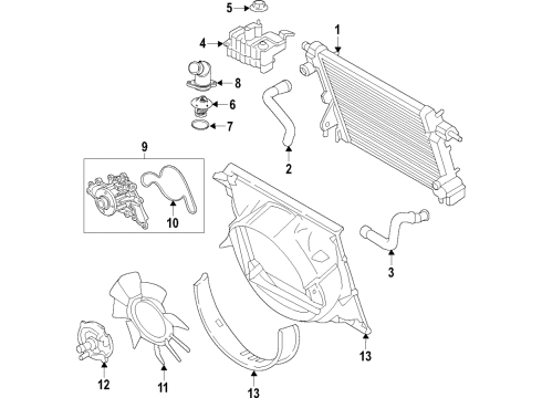 2020 Ford F-250 Super Duty Cooling System, Radiator, Water Pump, Cooling Fan Diagram 7 - Thumbnail