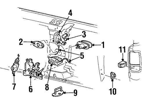 2000 Lincoln Navigator Lift Gate - Lock & Hardware Diagram